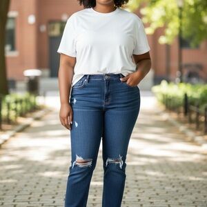 Suzanne Betros Trendy Ripped Denim Pants